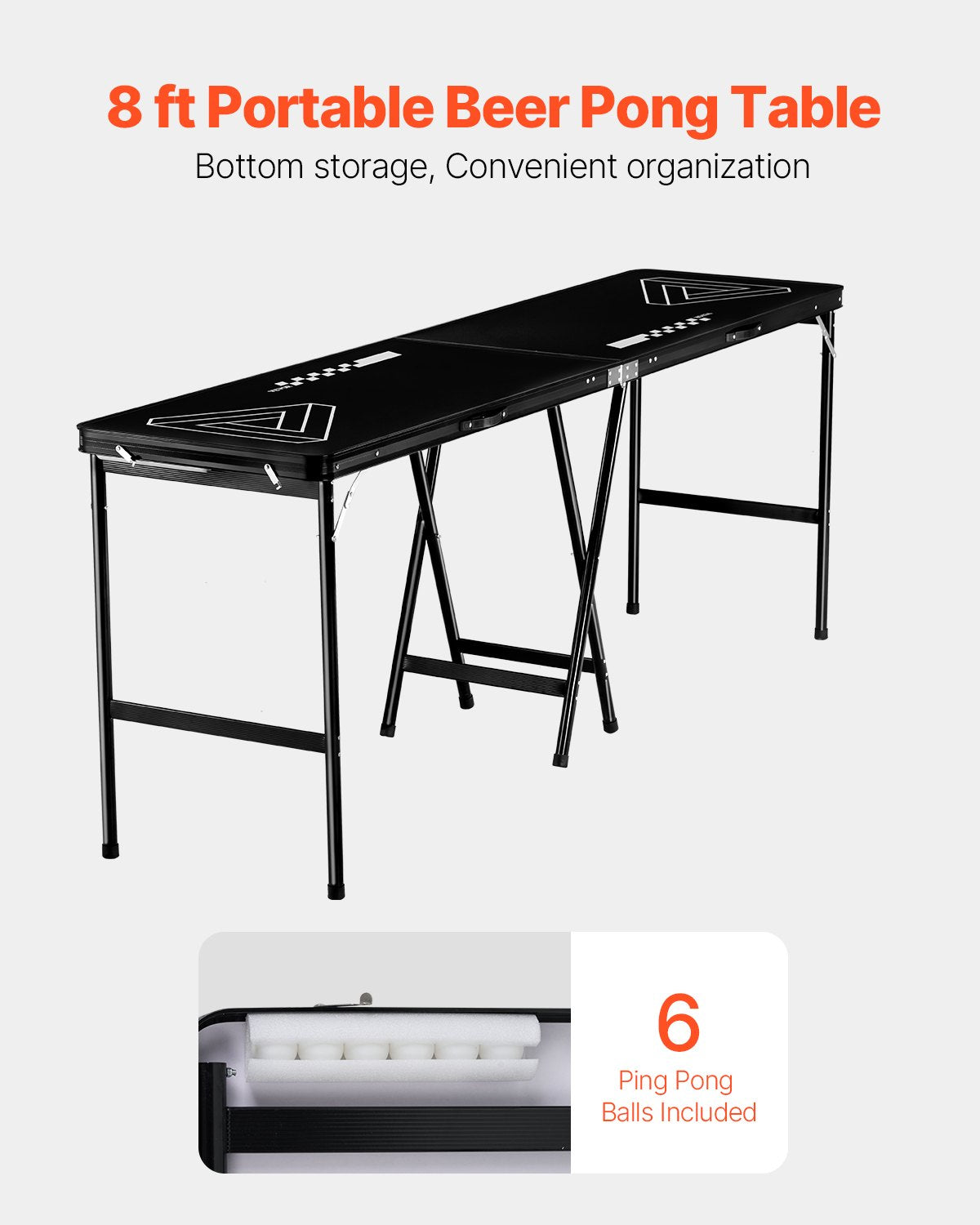 Board Games: VEVOR 2.4 m Folding Beer Pong Tailgate Table Party Drinking Game Carrying Handle