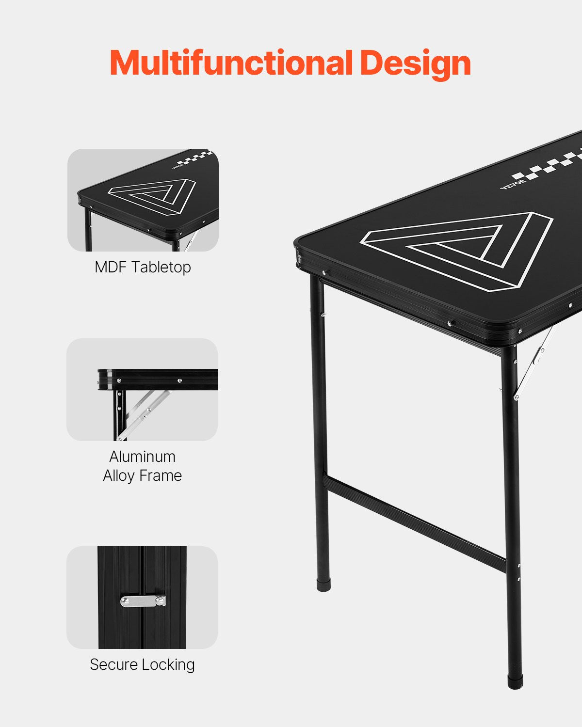 Board Games: VEVOR 2.4 m Folding Beer Pong Tailgate Table Party Drinking Game Carrying Handle