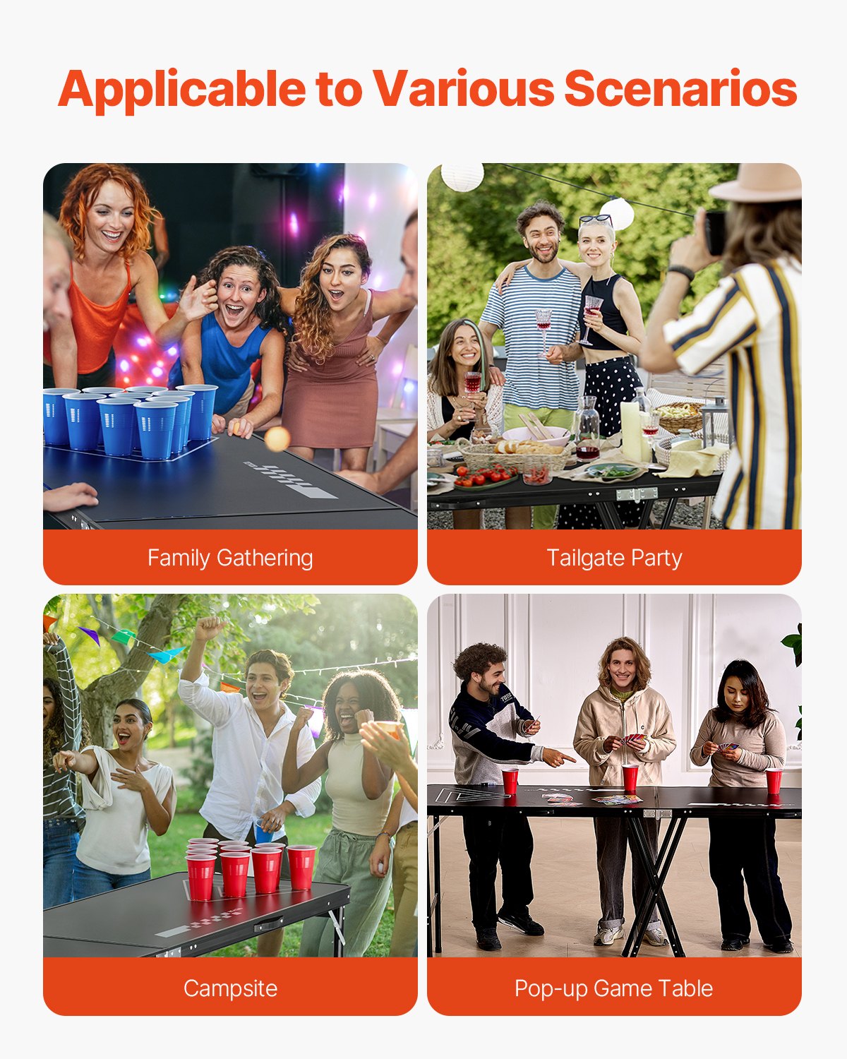 Board Games: VEVOR 2.4 m Folding Beer Pong Tailgate Table Party Drinking Game Carrying Handle