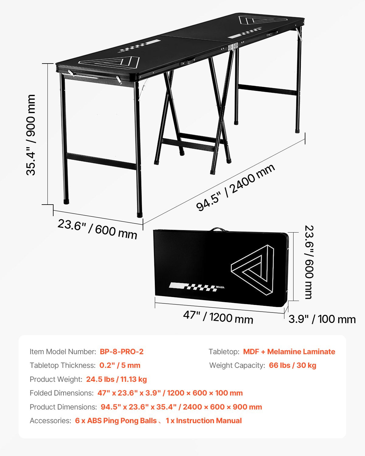 Board Games: VEVOR 2.4 m Folding Beer Pong Tailgate Table Party Drinking Game Carrying Handle