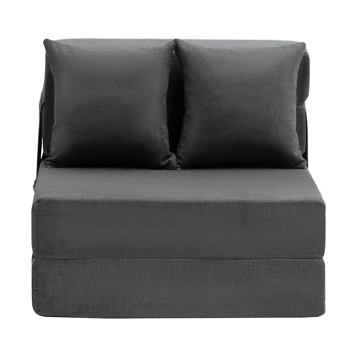 Folding Sofa Bed, 3-in-1 Foldable Couch Bed with 2 Pillows and Washable Cover, 25D High Density Memory Foam Convertible Sleeper Chair Bed, Futon Couch for Living Room, Bedroom, Dark Grey(Single)