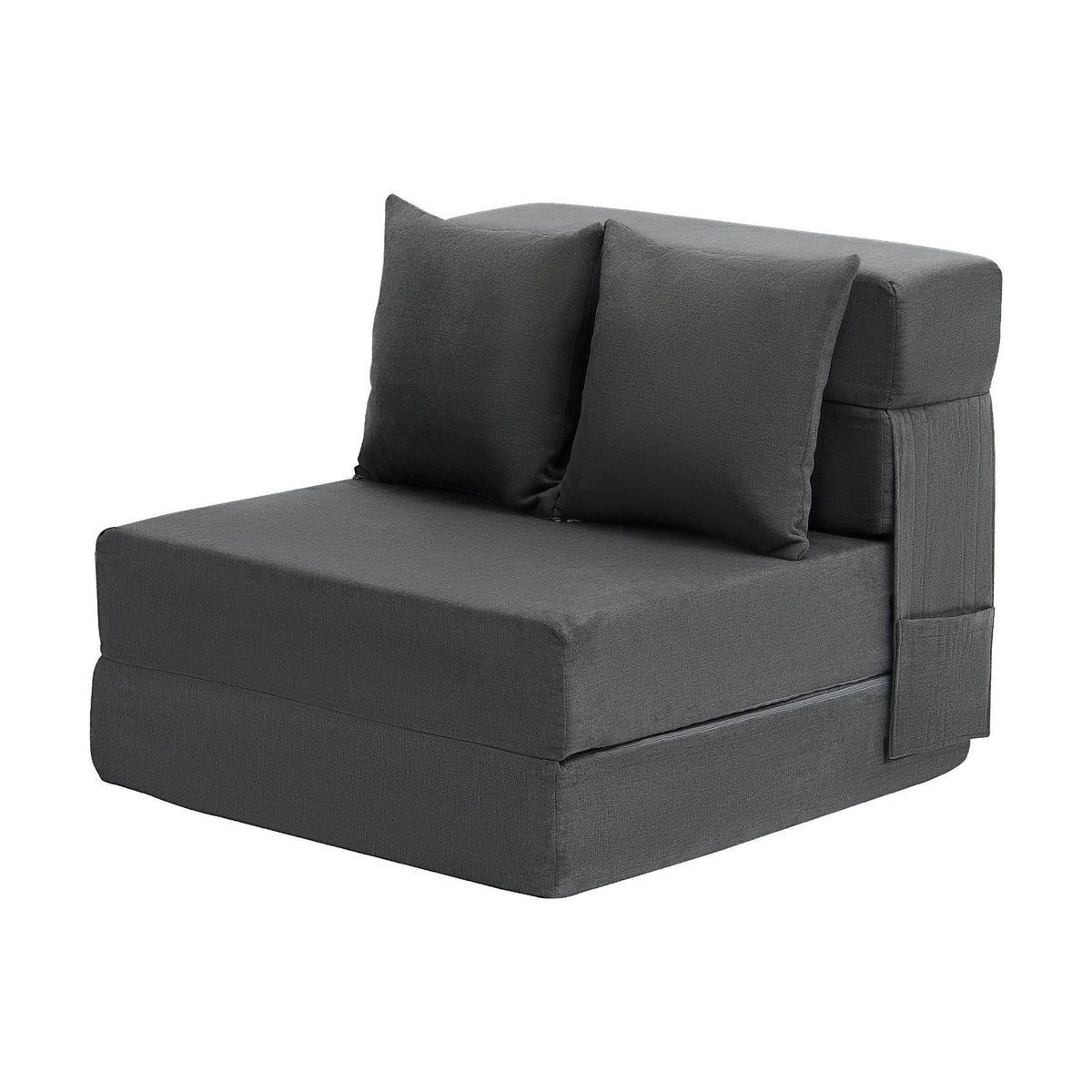 Folding Sofa Bed, 3-in-1 Foldable Couch Bed with 2 Pillows and Washable Cover, 25D High Density Memory Foam Convertible Sleeper Chair Bed, Futon Couch for Living Room, Bedroom, Dark Grey(Single)