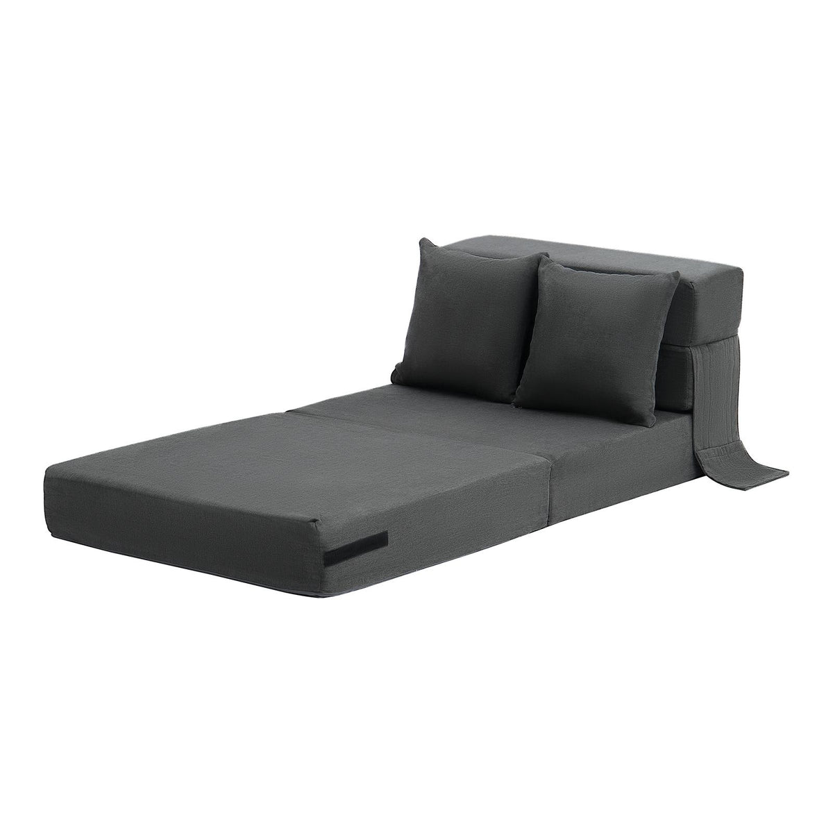 Folding Sofa Bed, 3-in-1 Foldable Couch Bed with 2 Pillows and Washable Cover, 25D High Density Memory Foam Convertible Sleeper Chair Bed, Futon Couch for Living Room, Bedroom, Dark Grey(Single)