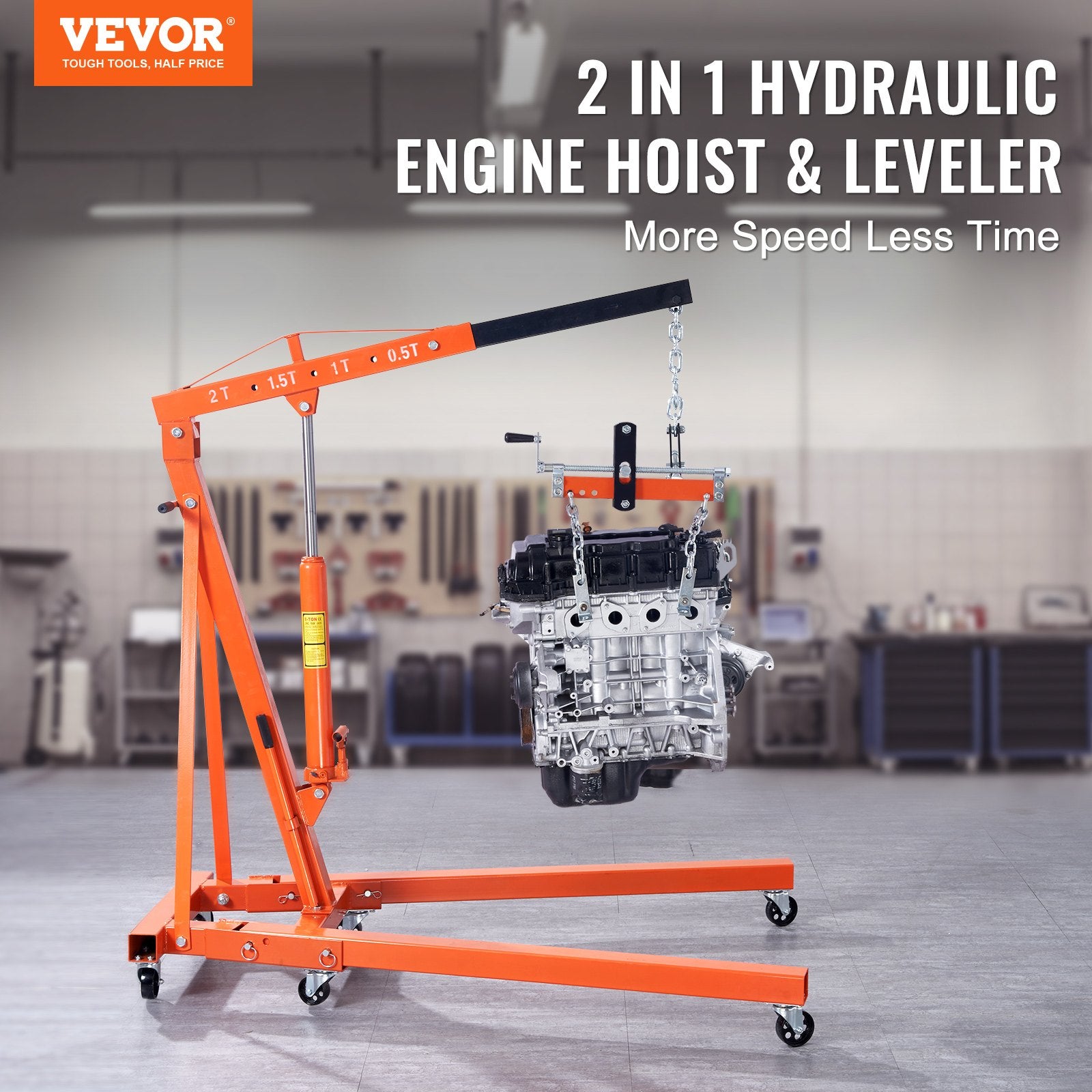 Pool Sweeps & Vacuums: VEVOR Hydraulic Engine Hoist with Lever, 2000KG Heavy-duty Cherry Picker Shop Crane, Foldable Engine Crane and Engine Hoist leveler for Auto Repair, Motors, Weights Lifting, Loading