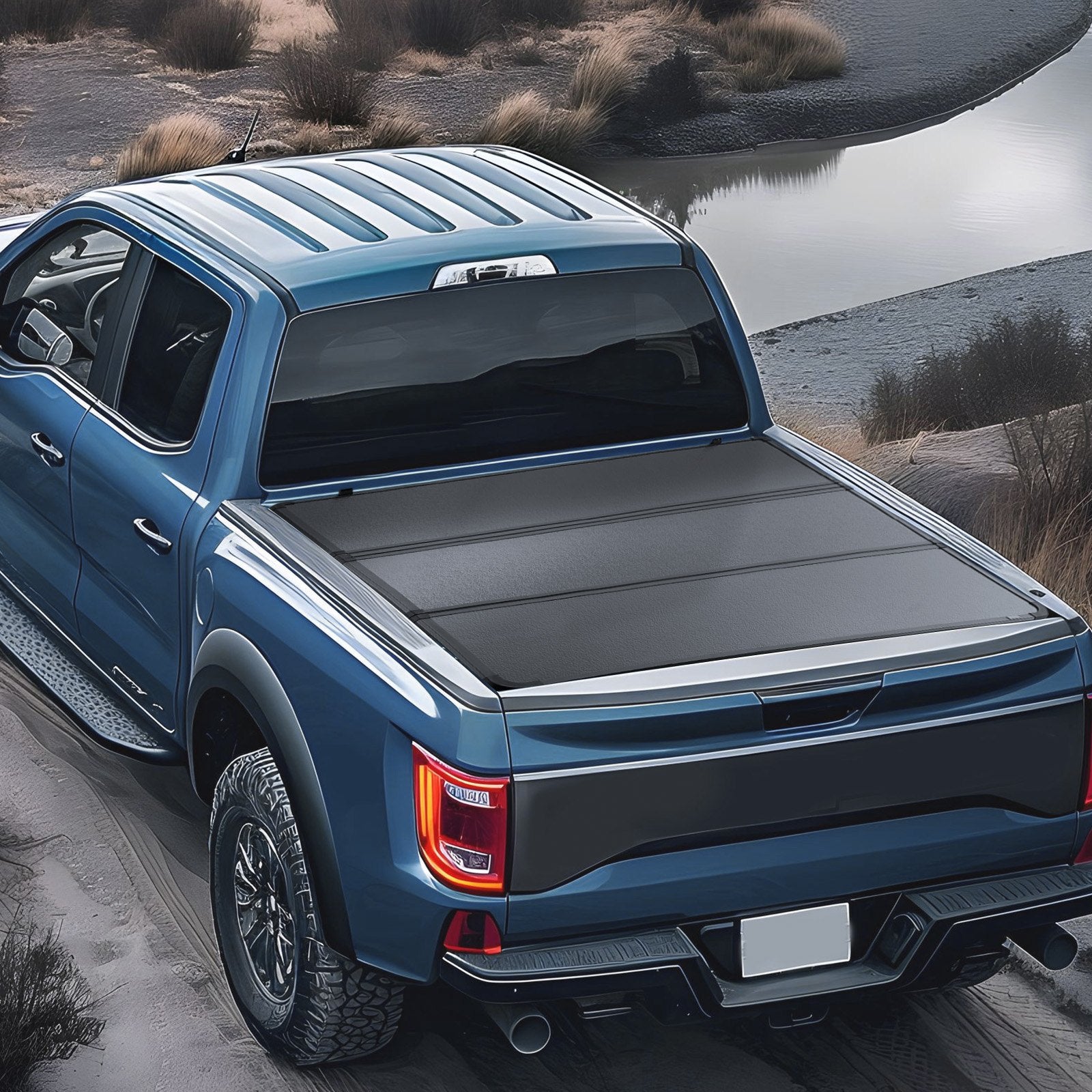 Automotive Repair & Speciality Tools: VEVOR Tri-Fold Truck Bed Tonneau Cover, Compatible with 2015-2024 Ford F-150, Lightning, Styleside 1661 mm Bed, Fit 1704 x 1656 mm/1661 x 1656 mm Inside Bed, 181.4 kg Load Capacity, LED Light, Black
