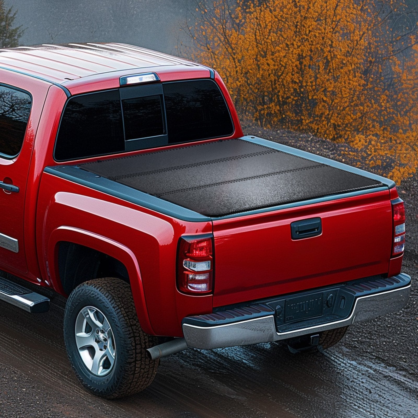Automotive Parts: VEVOR Tri-Fold Truck Bed Tonneau Cover, Compatible with 2019-2024 Chevy Silverado GMC Sierra 1500 (NOT FIT 19-24 Classic) 1775 mm Bed, Fit 1775 x 1608 mm Inside Bed, 181.4 kg Load Capacity, Black