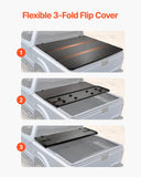 Automotive Parts: VEVOR Tri-Fold Truck Bed Tonneau Cover, Compatible with 2015-2024 Ford F-150, 2004 mm Bed, Only Fit 2004 x 1656 mm Inside Bed, 181.4 kg Load Capacity with Built-in LED Light, Quick Folding, Black