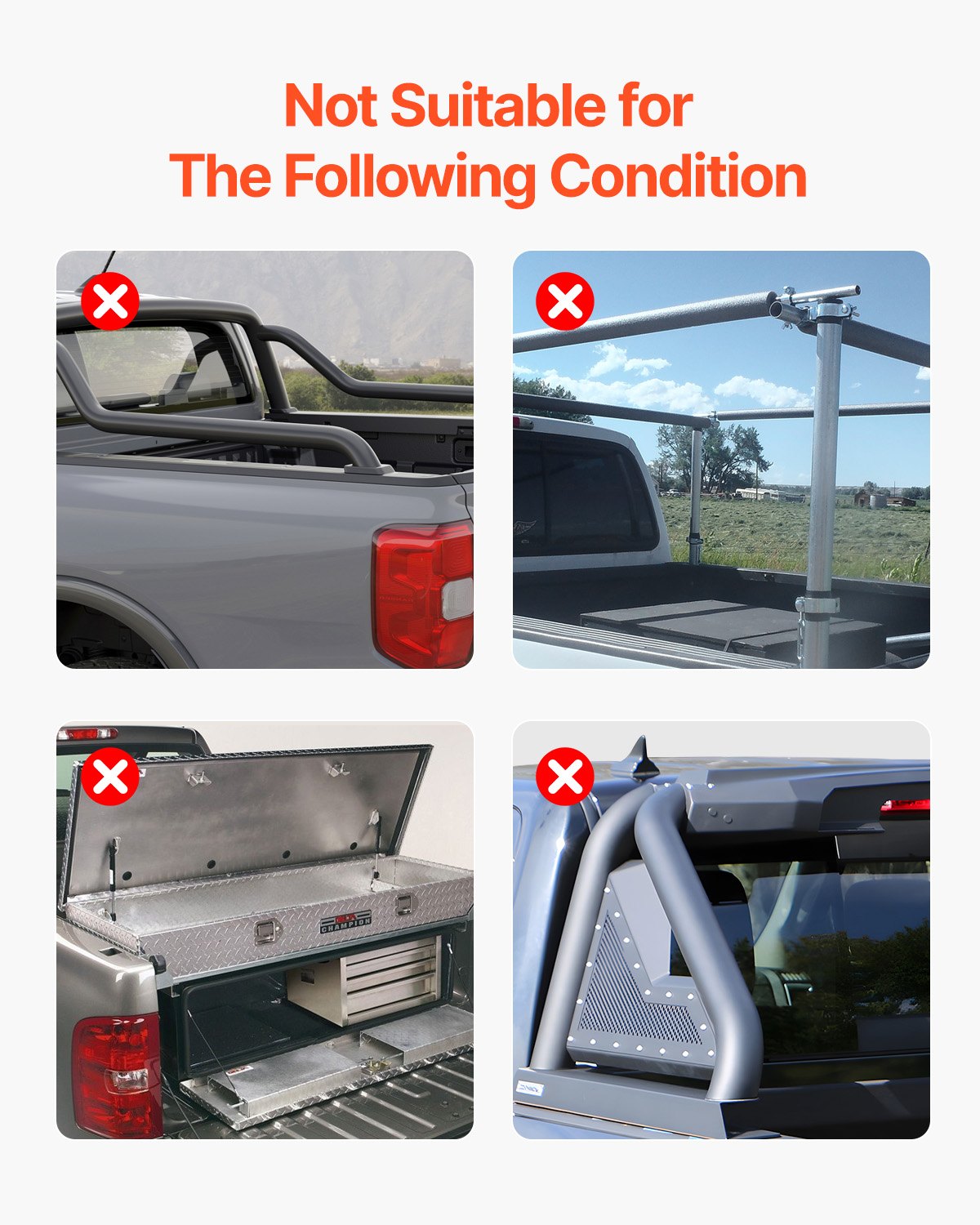 Tri-Fold Truck Bed Tonneau Cover, Compatible with 2015-2024 Ford F-150, 2004 mm Bed, Only Fit 2004 x 1656 mm Inside Bed, 181.4 kg Load Capacity with Built-in LED Light, Quick Folding, Black