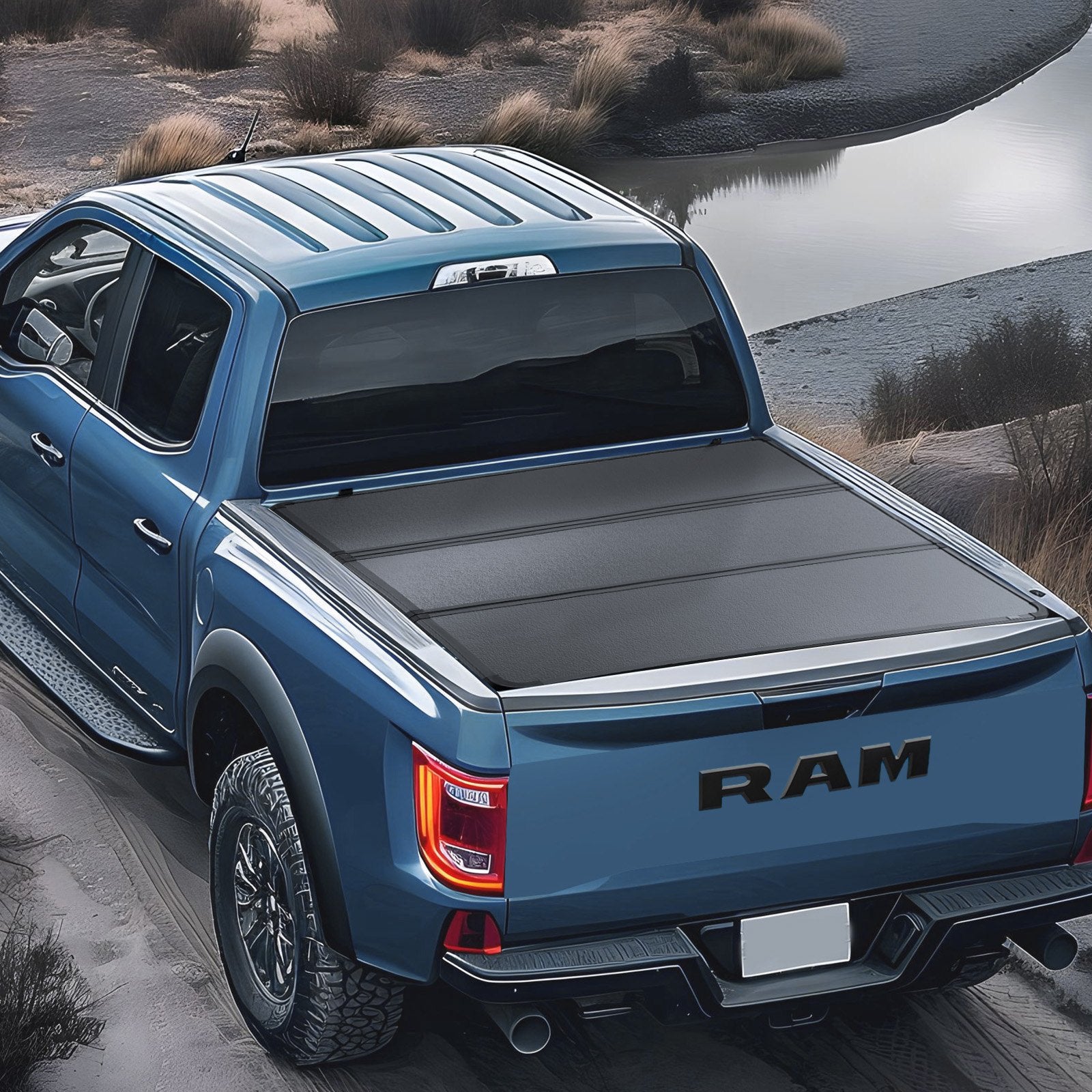 Tri-Fold Truck Bed Tonneau Cover, Compatible with 2015-2024 Ford F-150, 2004 mm Bed, Only Fit 2004 x 1656 mm Inside Bed, 181.4 kg Load Capacity with Built-in LED Light, Quick Folding, Black