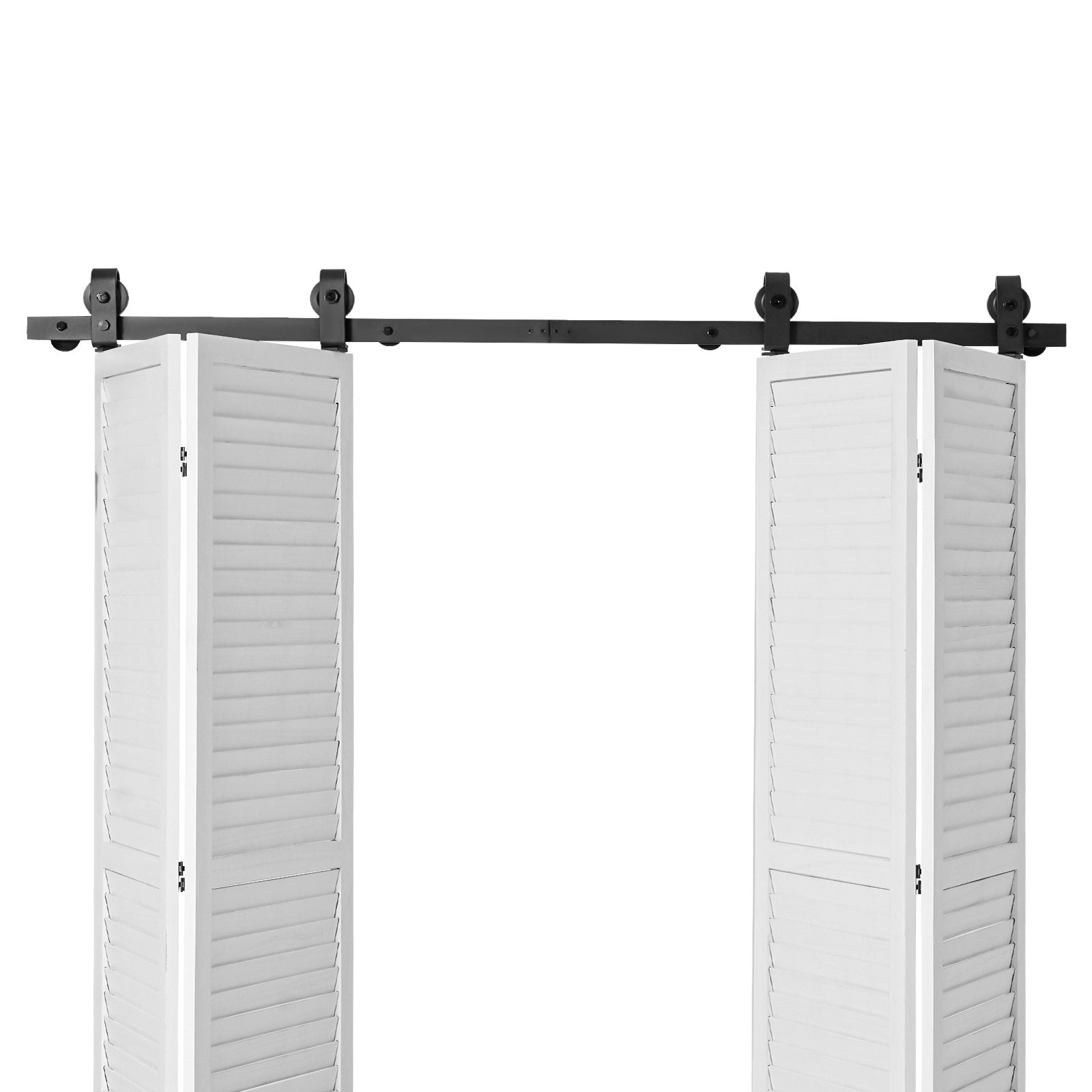 Door Hardware: VEVOR Bi-Folding Sliding Barn Door Hardware Track Kit, 64" Top Mount Track Kit, Slide Smoothly & Quietly, Heavy Duty, Easy to Install, Suitable for Four 15" Closet Pantry Laundry Doors (Not Included)