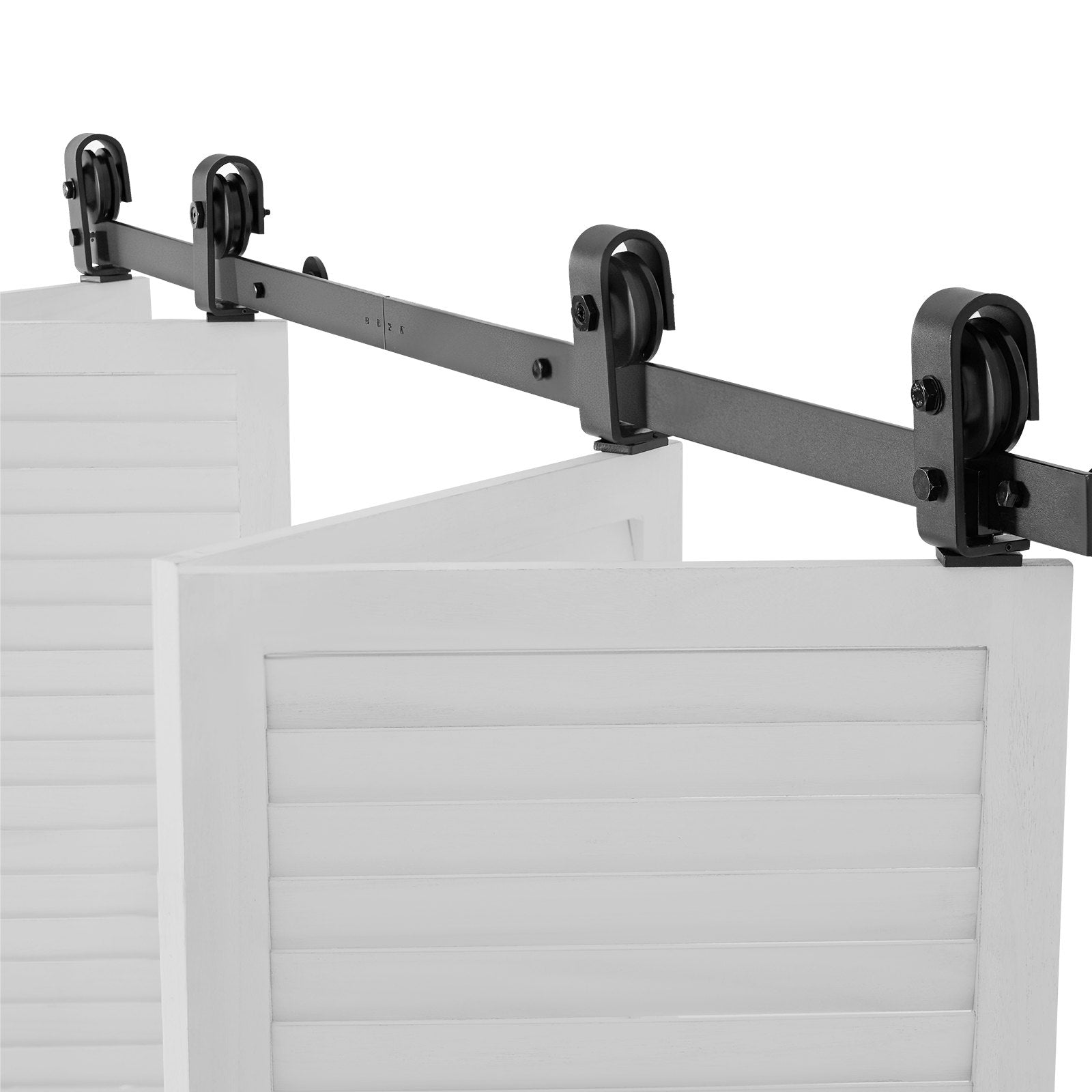 Door Hardware: VEVOR Bi-Folding Sliding Barn Door Hardware Track Kit, 64" Top Mount Track Kit, Slide Smoothly & Quietly, Heavy Duty, Easy to Install, Suitable for Four 15" Closet Pantry Laundry Doors (Not Included)