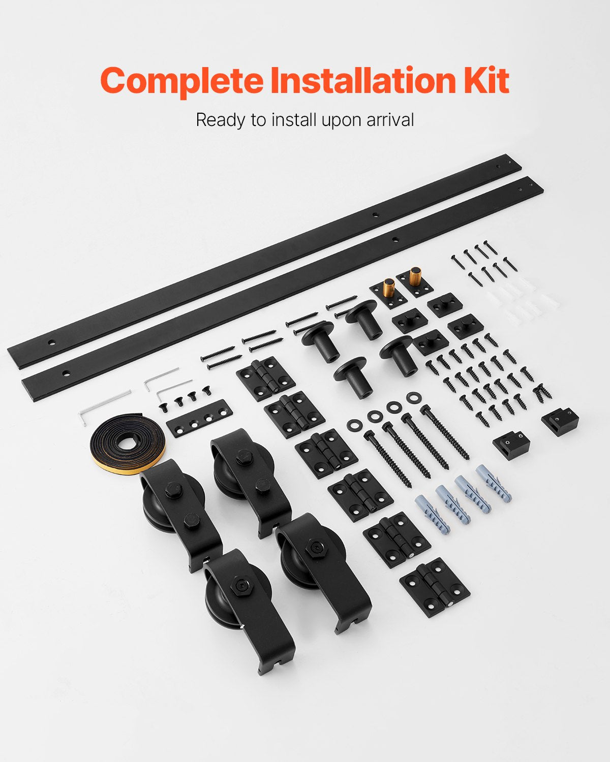 Door Hardware: VEVOR Bi-Folding Sliding Barn Door Hardware Track Kit, 52" Top Mount Track Kit, Slide Smoothly & Quietly, Heavy Duty, Easy to Install, Suitable for Four 12" Closet Pantry Laundry Doors (Not Included)