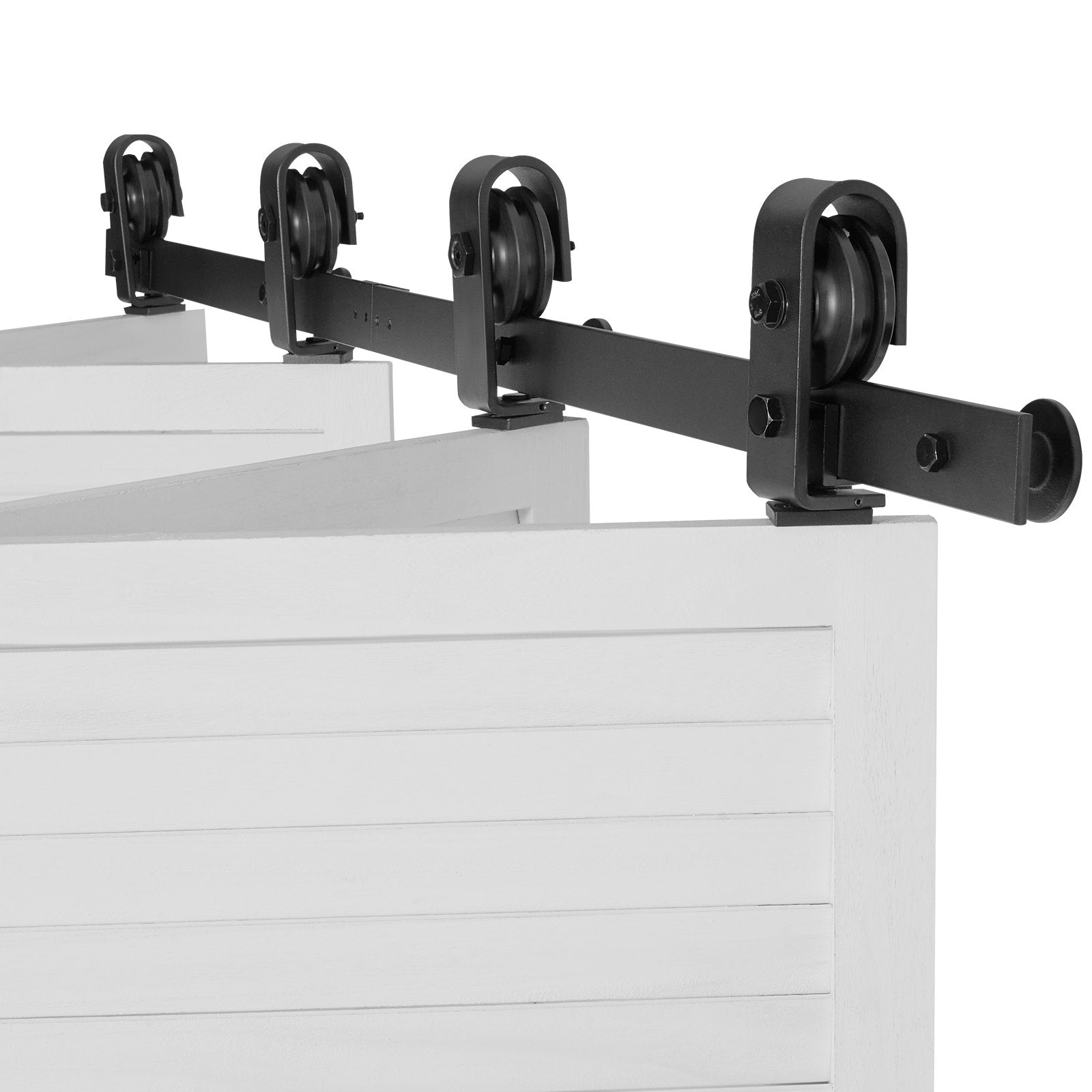 Door Hardware: VEVOR Bi-Folding Sliding Barn Door Hardware Track Kit, 52" Top Mount Track Kit, Slide Smoothly & Quietly, Heavy Duty, Easy to Install, Suitable for Four 12" Closet Pantry Laundry Doors (Not Included)