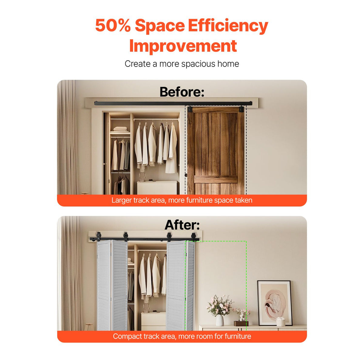 Bi-Folding Sliding Barn Door Hardware Track Kit, 76" Top Mount Track Kit, Slide Smoothly & Quietly, Heavy Duty, Easy to Install, Suitable for Four 18" Closet Pantry Laundry Doors (Not Included)