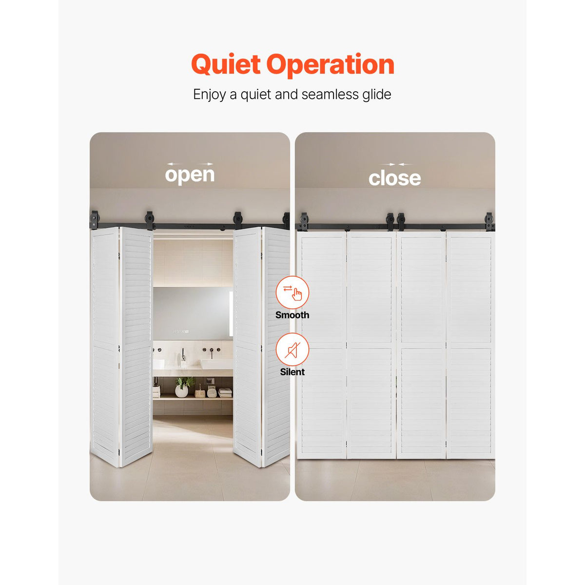 Bi-Folding Sliding Barn Door Hardware Track Kit, 76" Top Mount Track Kit, Slide Smoothly & Quietly, Heavy Duty, Easy to Install, Suitable for Four 18" Closet Pantry Laundry Doors (Not Included)