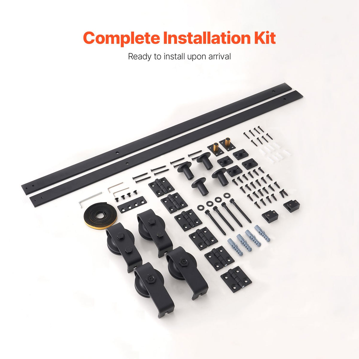 Bi-Folding Sliding Barn Door Hardware Track Kit, 76" Top Mount Track Kit, Slide Smoothly & Quietly, Heavy Duty, Easy to Install, Suitable for Four 18" Closet Pantry Laundry Doors (Not Included)