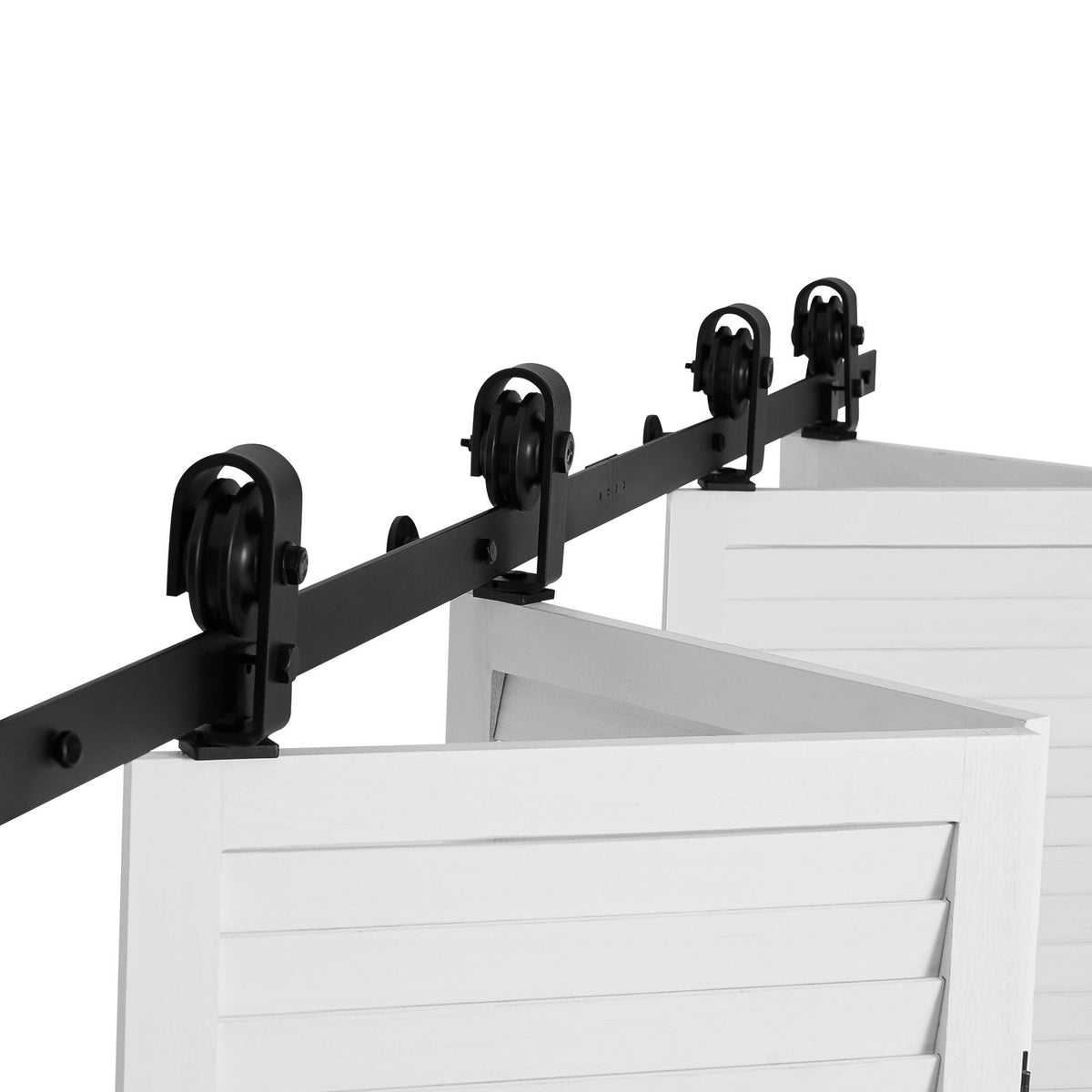 Bi-Folding Sliding Barn Door Hardware Track Kit, 76" Top Mount Track Kit, Slide Smoothly & Quietly, Heavy Duty, Easy to Install, Suitable for Four 18" Closet Pantry Laundry Doors (Not Included)