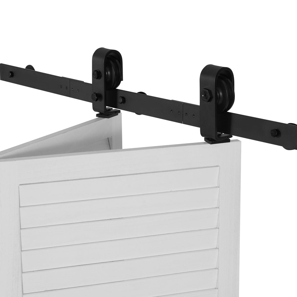 Bi-Folding Sliding Barn Door Hardware Track Kit, 36" Top Mount Track Kit, Slide Smoothly & Quietly, Heavy Duty, Easy to Install, Suitable for Two 16" Closet Pantry Laundry Doors (Not Included)