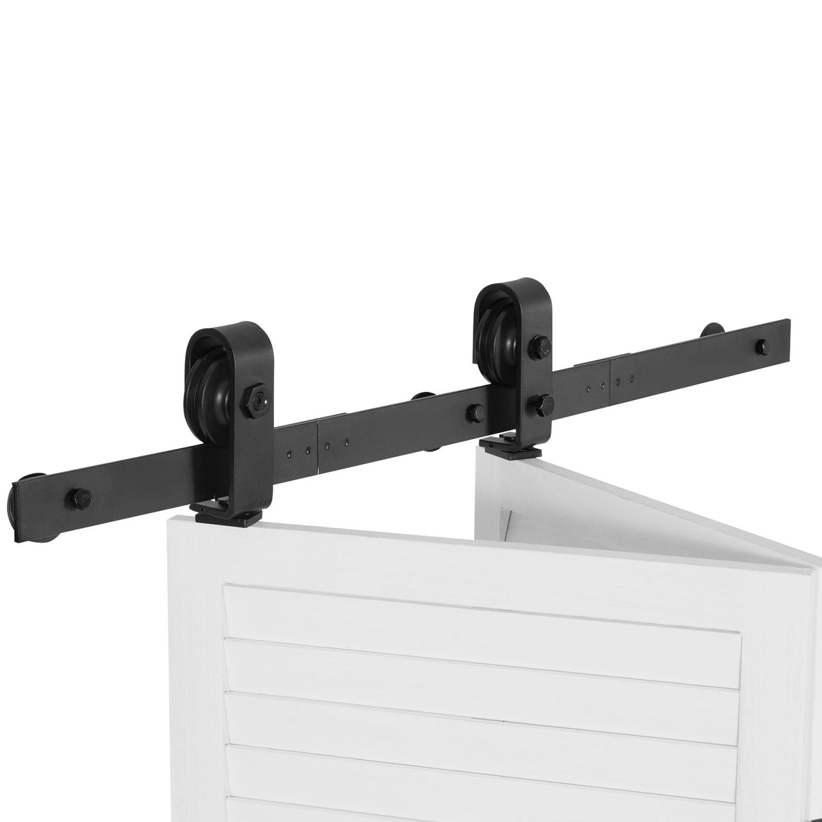 Bi-Folding Sliding Barn Door Hardware Track Kit, 36" Top Mount Track Kit, Slide Smoothly & Quietly, Heavy Duty, Easy to Install, Suitable for Two 16" Closet Pantry Laundry Doors (Not Included)
