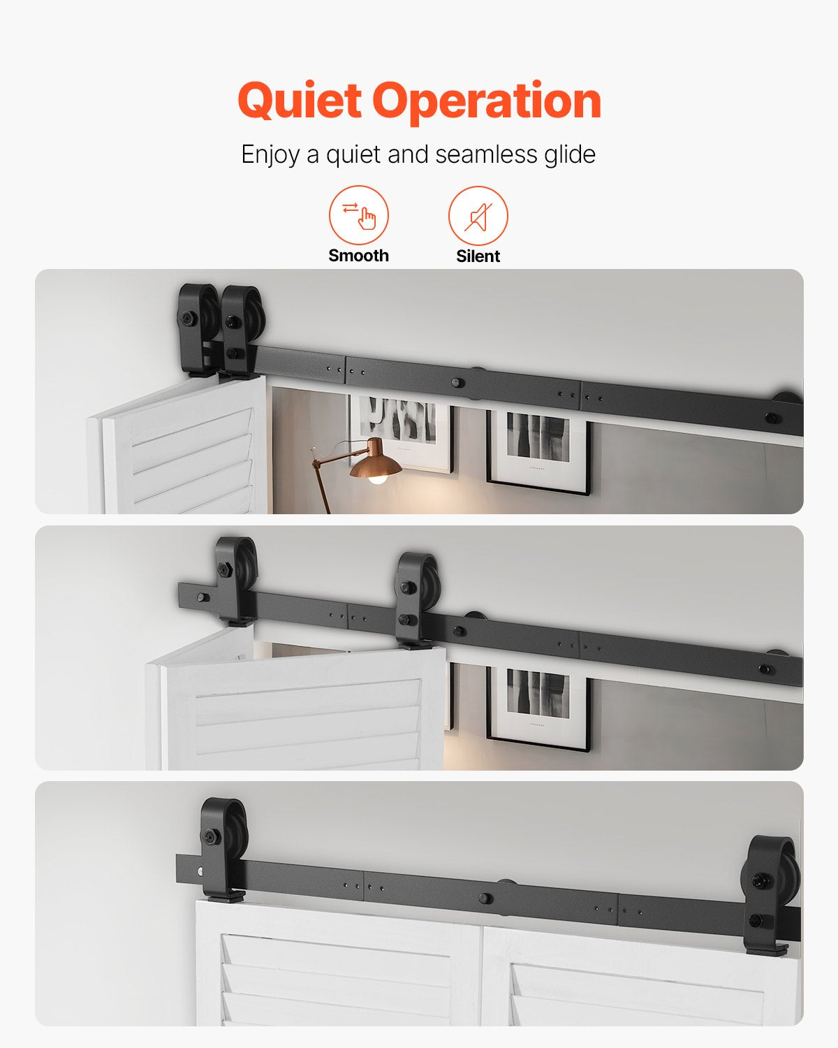 Door Hardware: VEVOR Bi-Folding Sliding Barn Door Hardware Track Kit 40" for Two 18" Doors