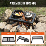 Outdoor Decorations & Lights: VEVOR Folding Campfire Grill Portable Camping Fire Pit Steel Outdoor BBQ Picnic