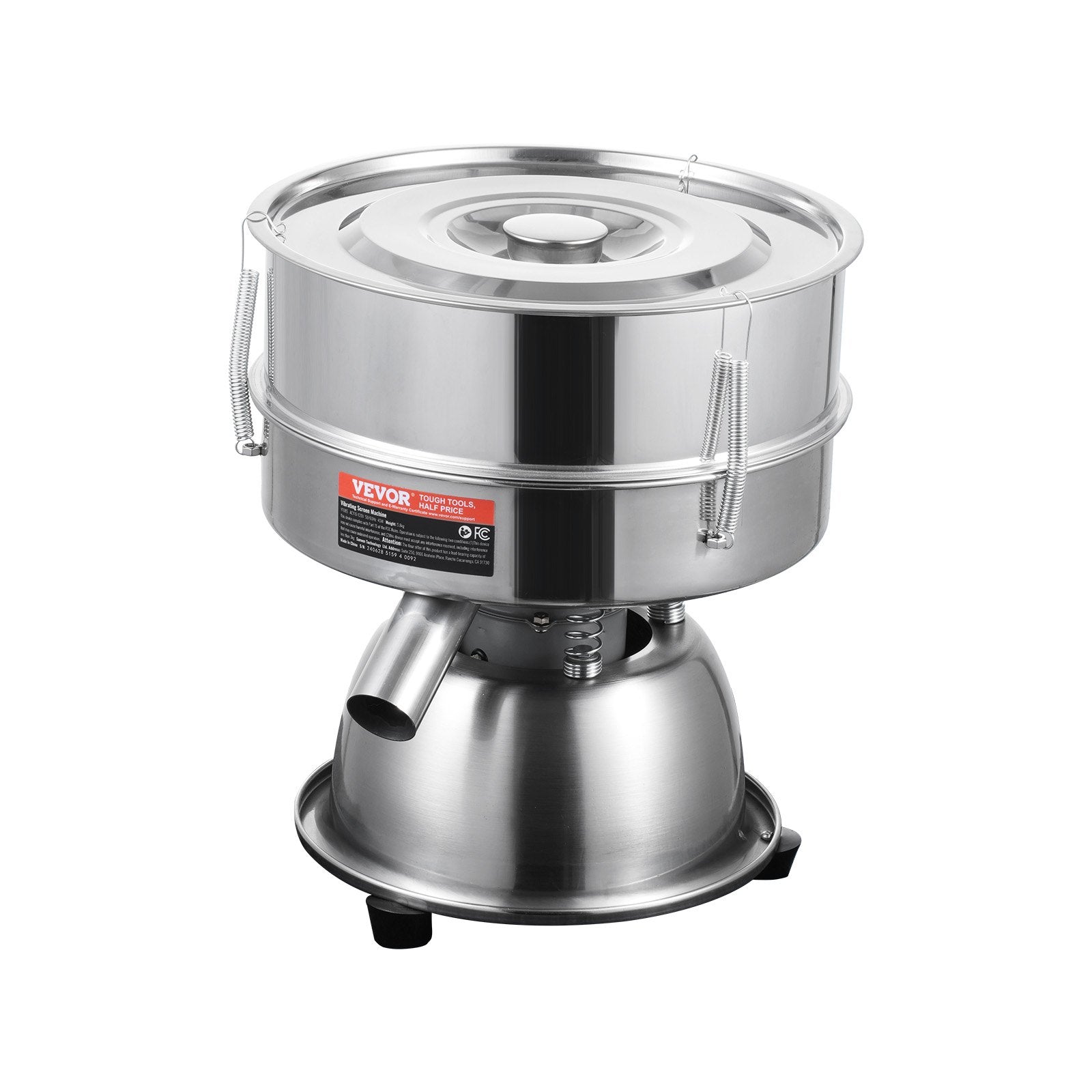 Automatic Electric Vibrating Sieve, Stainless Steel Sifter Shaker Machine with 10+60 Mesh, 45W Automatic Powder Sifter Machine Countertop, Electric Sieve Shaker for Flour Powers, Mungbean, Rice