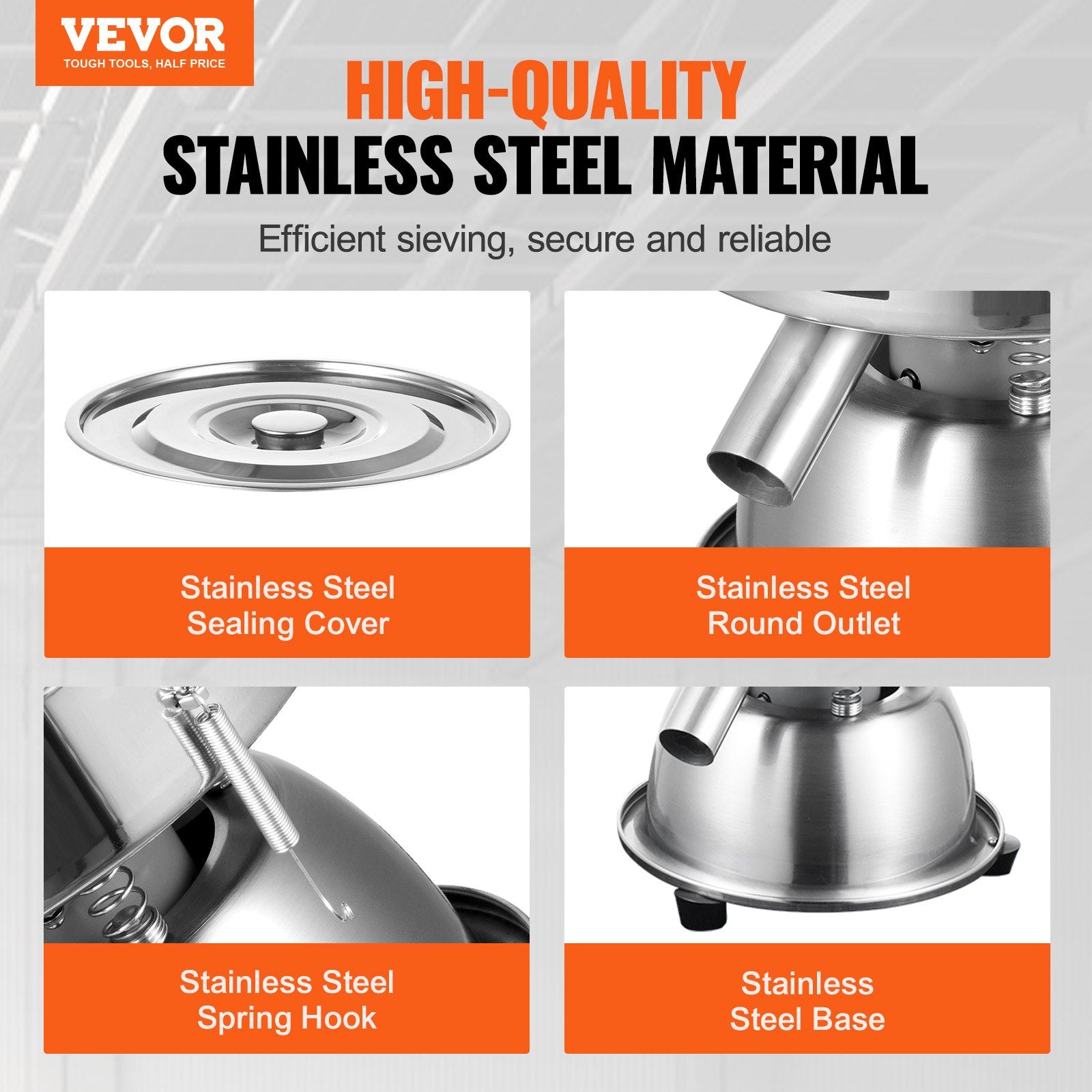 Food Storage: VEVOR Automatic Electric Vibrating Sieve, Stainless Steel Sifter Shaker Machine with 30+50 Mesh, 45W Automatic Powder Sifter Machine Countertop, Electric Sieve Shaker for Flour Powers, Mungbean, Rice