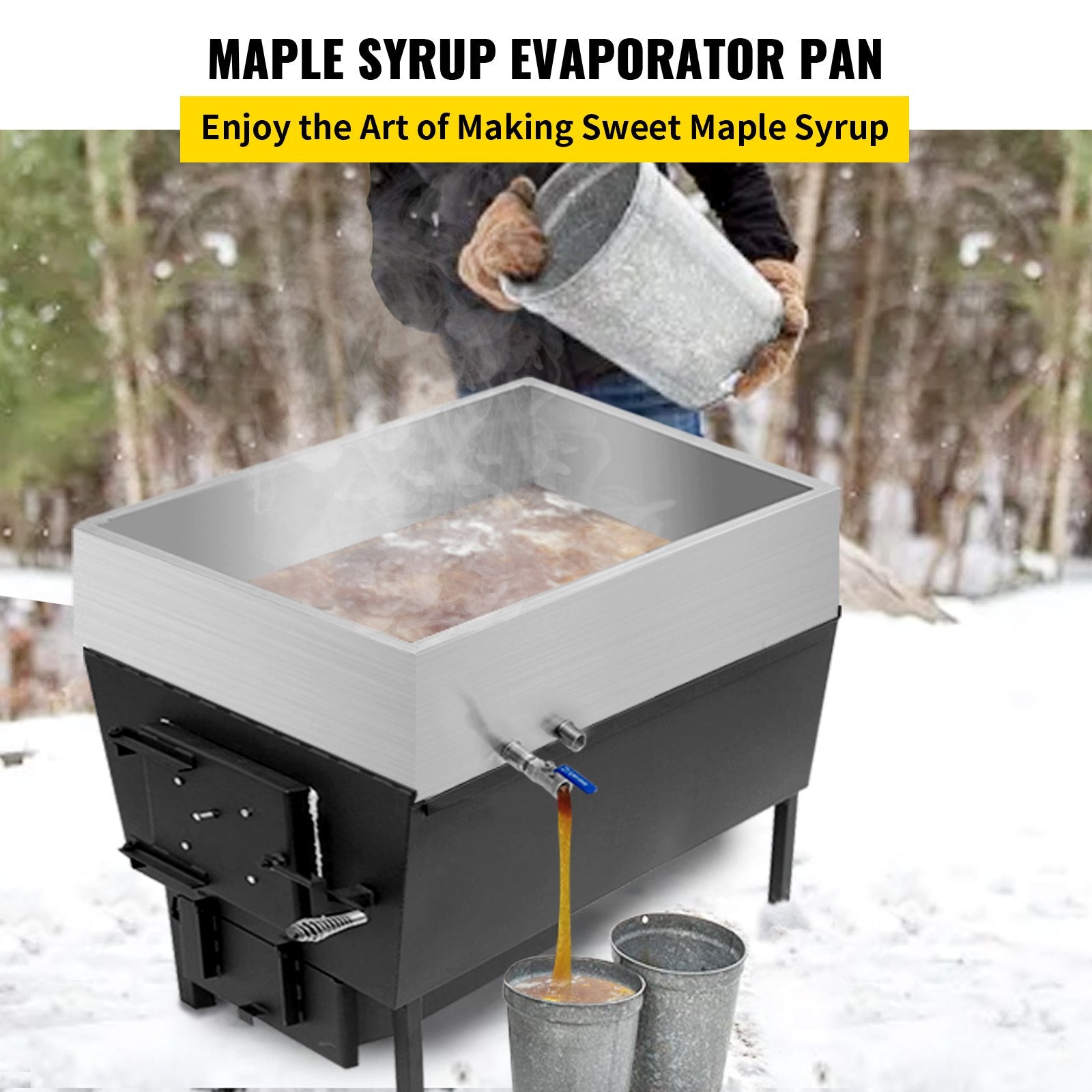 Gardening Tools: VEVOR Maple Syrup Evaporator Pan 76x41x24 cm Stainless Steel Maple Syrup Boiling Pan with Valve for Boiling Maple Syrup