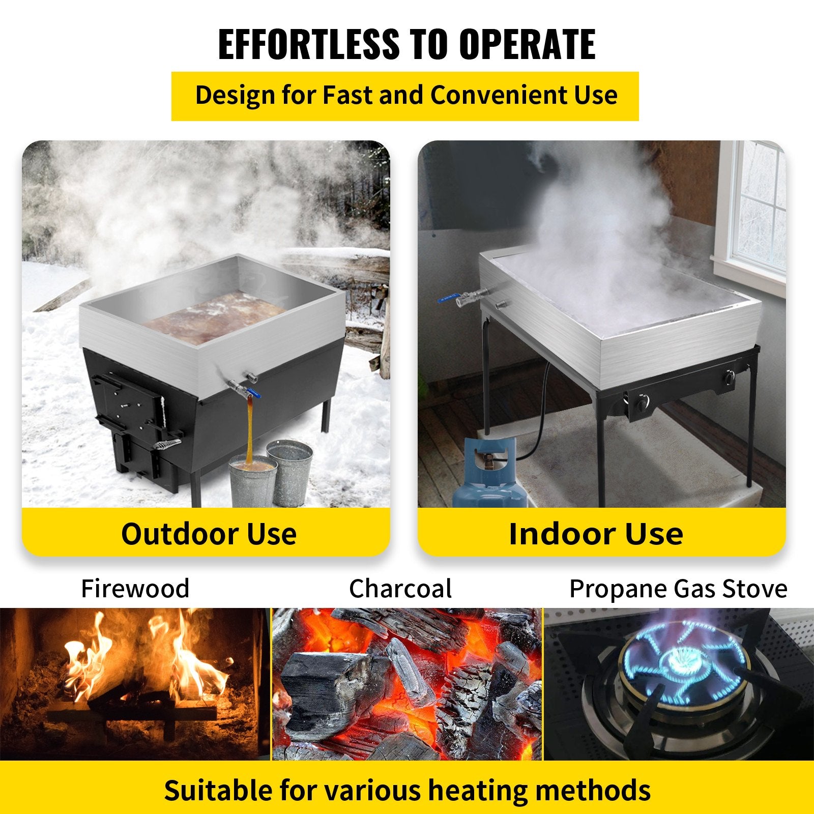 Gardening Tools: VEVOR Maple Syrup Evaporator Pan 76x41x24 cm Stainless Steel Maple Syrup Boiling Pan with Valve for Boiling Maple Syrup