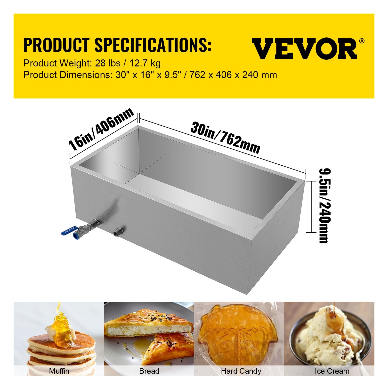 Gardening Tools: VEVOR Maple Syrup Evaporator Pan 76x41x24 cm Stainless Steel Maple Syrup Boiling Pan with Valve for Boiling Maple Syrup
