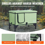 Cat Furniture: VEVOR Elevated Heated Cat House, Cuboid Kitty Shelter with Adjustable Temperature and Timer, 900D Oxford Cloth Foldable Cat Shelter with Heated Pad  for Winter to Stay Warm and Cozy, Green (Large)