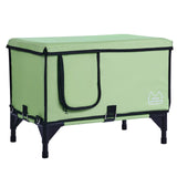 Cat Furniture: VEVOR Elevated Heated Cat House, Cuboid Kitty Shelter with Adjustable Temperature and Timer, 900D Oxford Cloth Foldable Cat Shelter with Heated Pad  for Winter to Stay Warm and Cozy, Green (Large)