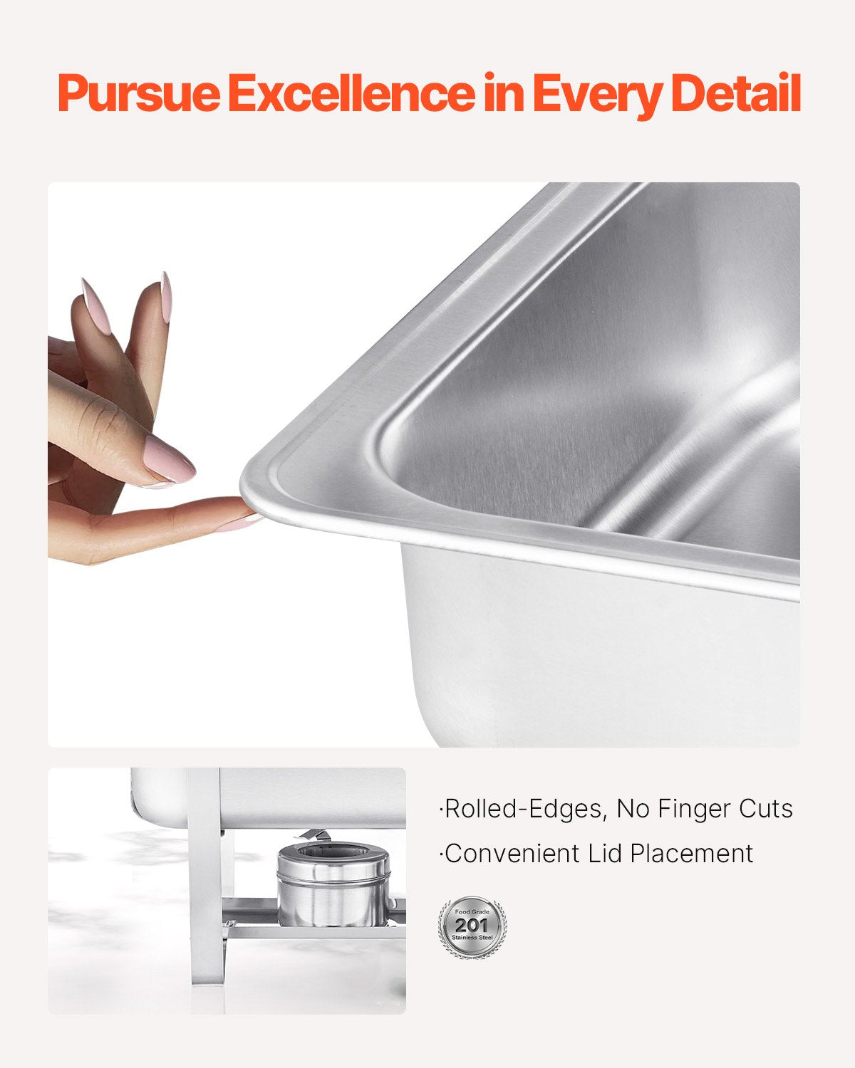 Buffets & Sideboards: VEVOR 8 Qt 2 Pack Rectangle Chafing Dish Buffet Set Fullsize Pan Stainless Steel