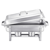 Food Warmers & Chafing Dishes: VEVOR 8 Qt 6 Pack Rectangle Chafing Dish Buffet Set Fullsize Pan Stainless Steel