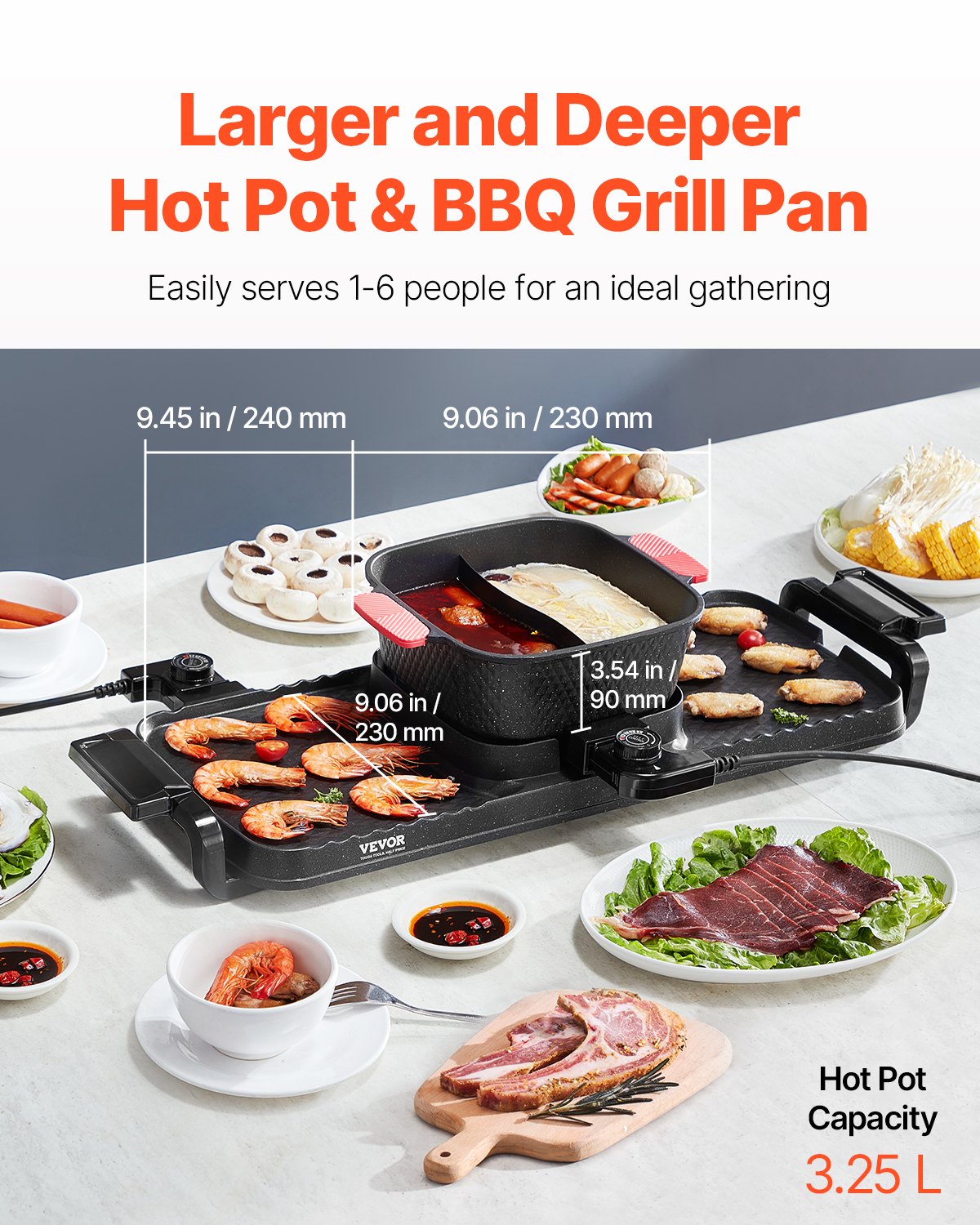 BBQ Tools: VEVOR Hot Pot with Grill 2300W 2-in-1 Electric Smokeless BBQ with Removable Pot