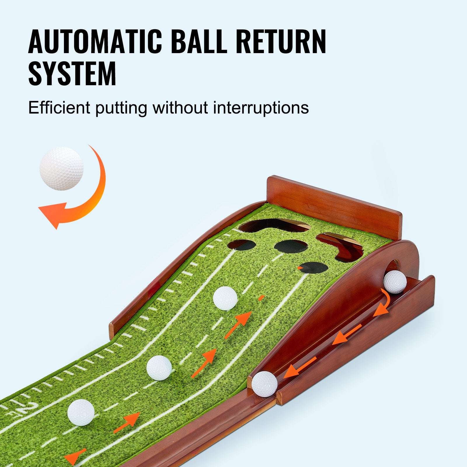 Basketball & Basketball Accessories: VEVOR Golf Putting Mat, 5 Hole Indoor Golf Putting Green, Wrinkle-Free Golf Training Aid, Mini Golf Set  with Auto-Ball Return, Alignment Guide, 3 Ball, Wood Base, Game Practice Gift for Home Offic