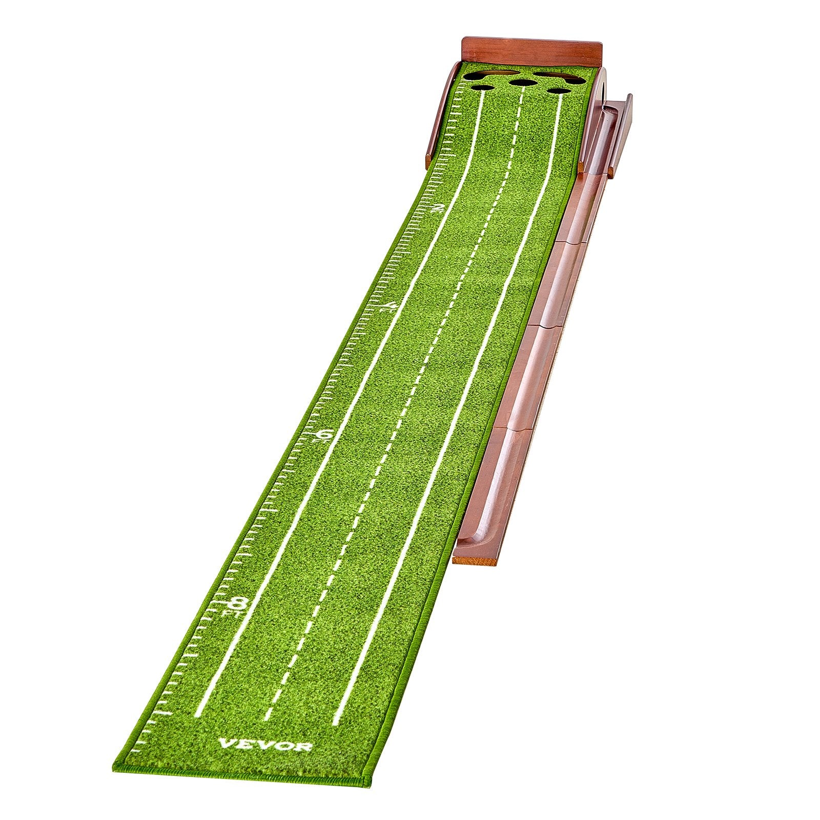 Basketball & Basketball Accessories: VEVOR Golf Putting Mat, 5 Hole Indoor Golf Putting Green, Wrinkle-Free Golf Training Aid, Mini Golf Set  with Auto-Ball Return, Alignment Guide, 3 Ball, Wood Base, Game Practice Gift for Home Offic