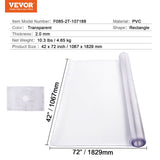 Audio Accessories: VEVOR Plastic Table Cover, 42 x 72 Inch 2.0 mm Thick Clear Table Protector, Rectangle PVC Desk Mat, Waterproof & Easy Cleaning Desk Pad Tablecloth, for Office Dresser Dining Room Table Night Stand