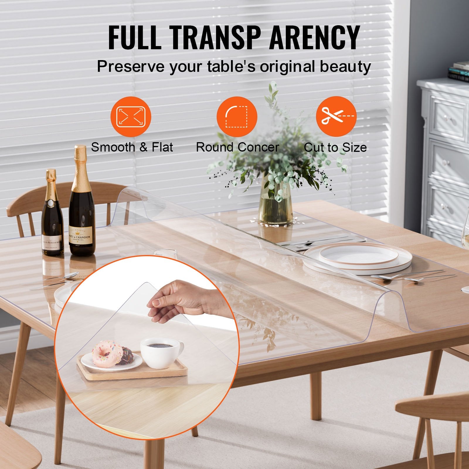 Audio Accessories: VEVOR Plastic Table Cover, 54 x 54 Inch 2.0 mm Thick Clear Table Protector, Square PVC Desk Mat, Waterproof & Easy Cleaning Desk Pad Tablecloth, for Office Dresser Dining Room Table Night Stand