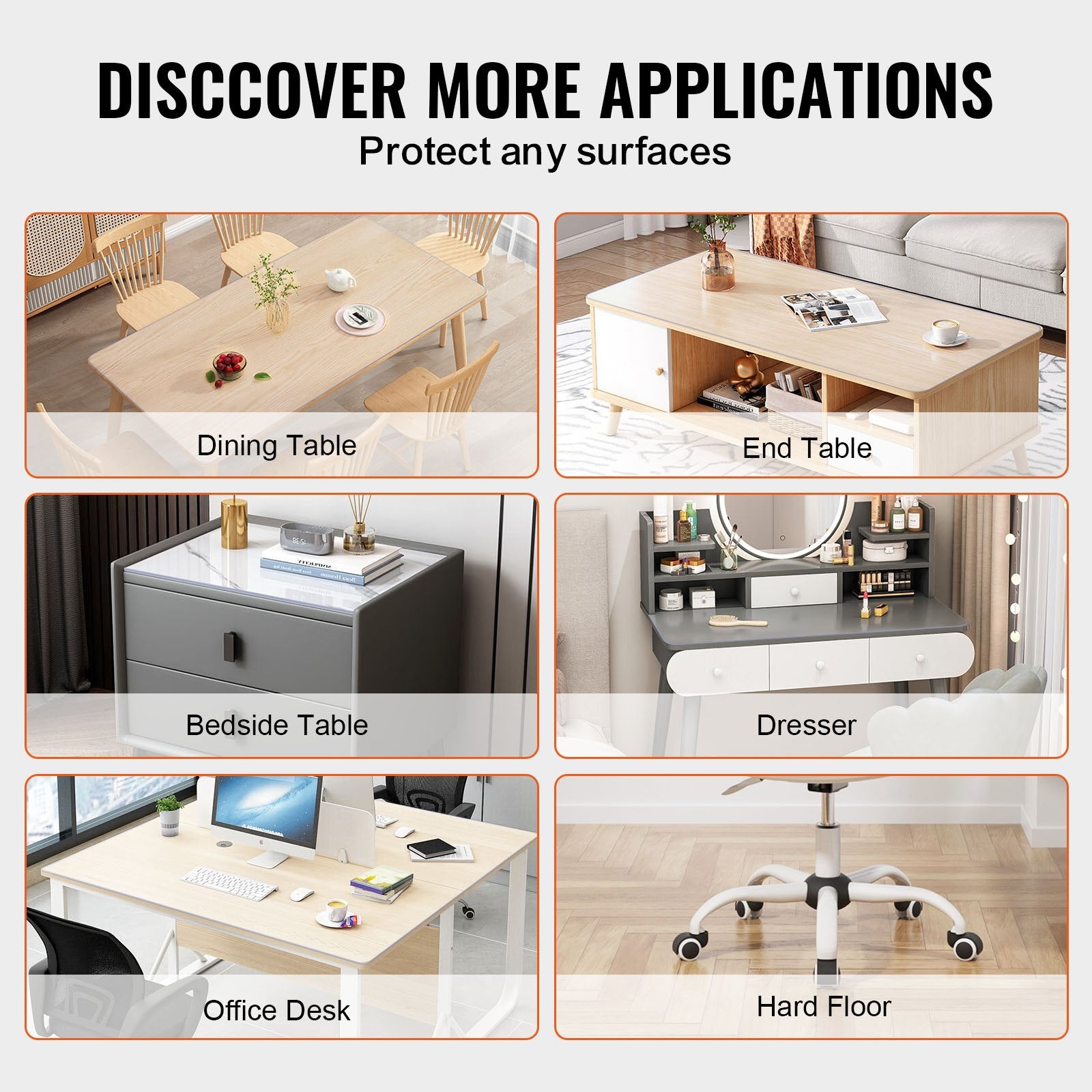 Audio Accessories: VEVOR Plastic Table Cover, 54 x 54 Inch 2.0 mm Thick Clear Table Protector, Square PVC Desk Mat, Waterproof & Easy Cleaning Desk Pad Tablecloth, for Office Dresser Dining Room Table Night Stand