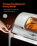 Food Warmers & Chafing Dishes: VEVOR Roll Top Chafing Dish Buffet Complete Set, 9 Qt 1 Pack Stainless Steel Chafer with 2 Half Size Pans, Rectangle Catering Warmer Server with Visible Lid Water Pan Folding Stand Fuel Holder, Silver