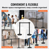 Fencing & Barriers: VEVOR Crowd Control Stanchions, 2-Pack Crowd Control Barriers with 6.5FT Black Retractable Belt, Plastic Stanchion Queue Post, Belt Barriers Line Divider Stanchion Set for Party, Airport, Exhibition