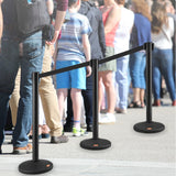 Fencing & Barriers: VEVOR Crowd Control Stanchions, 2-Pack Crowd Control Barriers with 6.5FT Black Retractable Belt, Plastic Stanchion Queue Post, Belt Barriers Line Divider Stanchion Set for Party, Airport, Exhibition