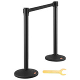 Fencing & Barriers: VEVOR Crowd Control Stanchions, 2-Pack Crowd Control Barriers with 6.5FT Black Retractable Belt, Plastic Stanchion Queue Post, Belt Barriers Line Divider Stanchion Set for Party, Airport, Exhibition