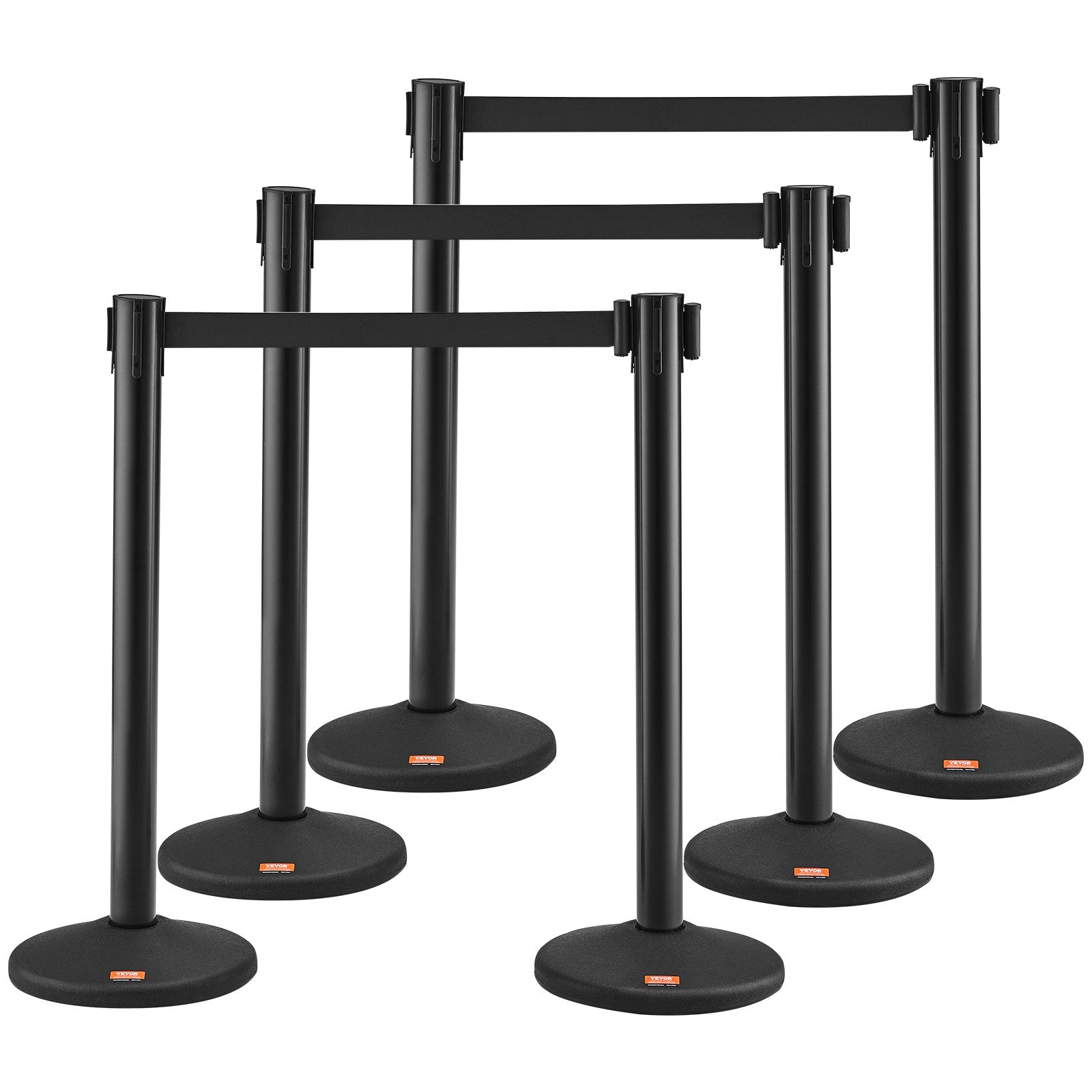 Fencing & Barriers: VEVOR Crowd Control Stanchions, 6-Pack Crowd Control Barriers with 3PCS 6.5FT Black Retractable Belts, Plastic Stanchion Queue Post, Belt Barriers Line Divider Stanchion Set for Airport, Exhibition