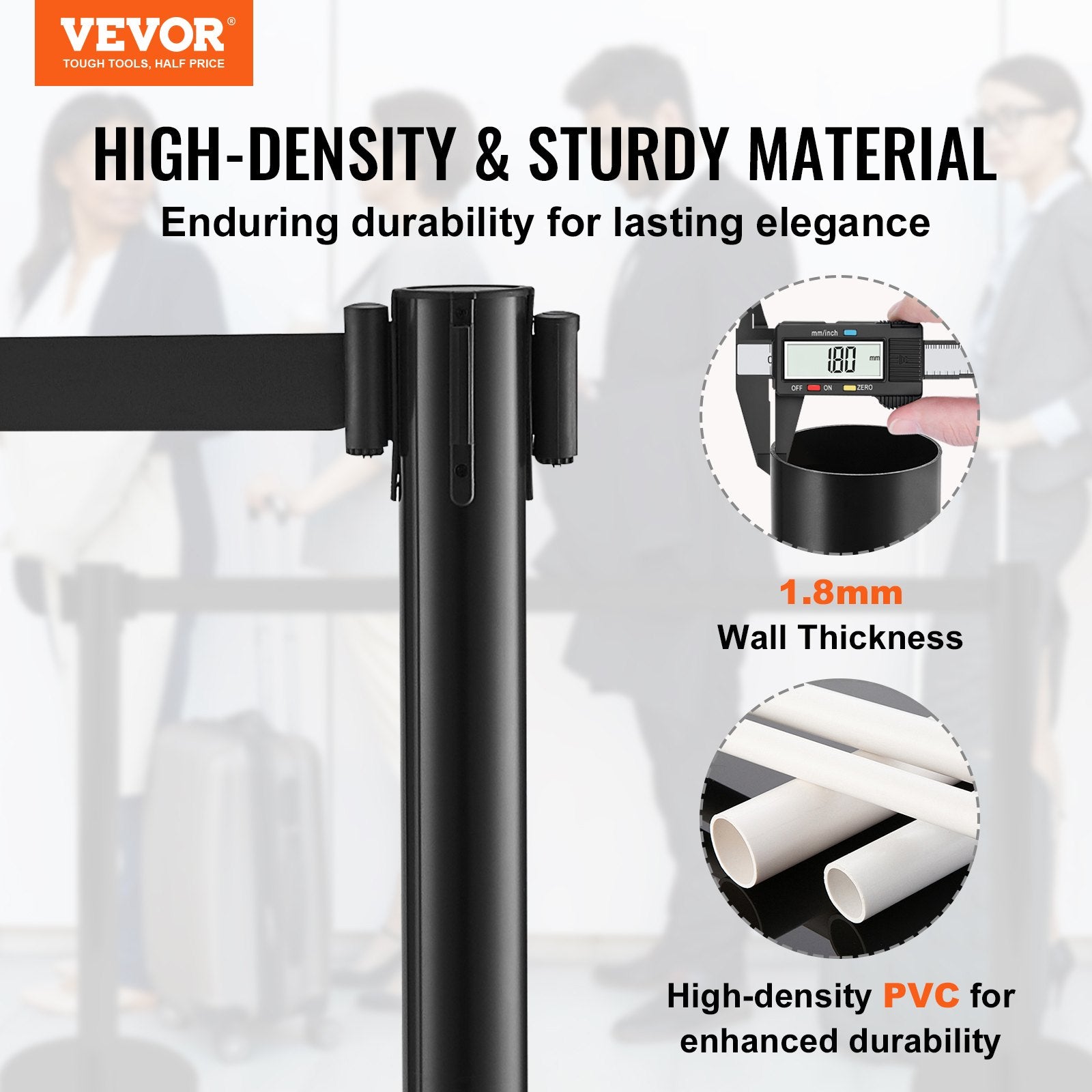 Fencing & Barriers: VEVOR Crowd Control Stanchions, 6-Pack Crowd Control Barriers with 3PCS 6.5FT Black Retractable Belts, Plastic Stanchion Queue Post, Belt Barriers Line Divider Stanchion Set for Airport, Exhibition