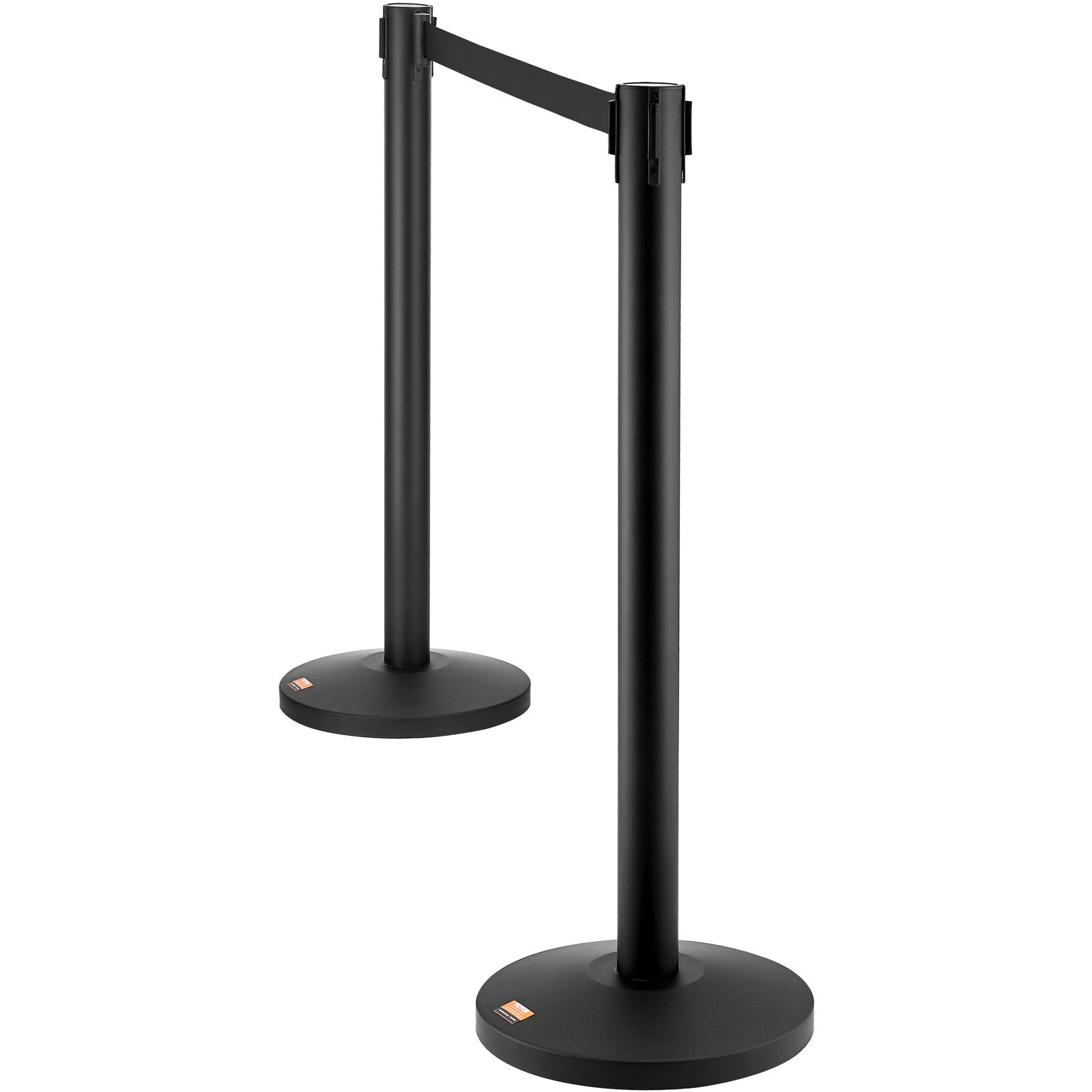 Building Toys: VEVOR Crowd Control Stanchions, 2-Pack Crowd Control Barriers, Carbon Steel Baking Painted Stanchion Queue Post with 11FT Black Retractable Belt, Belt Barriers Line Divider for Exhibition, Airport