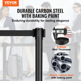 Building Toys: VEVOR Crowd Control Stanchions, 2-Pack Crowd Control Barriers, Carbon Steel Baking Painted Stanchion Queue Post with 11FT Black Retractable Belt, Belt Barriers Line Divider for Exhibition, Airport