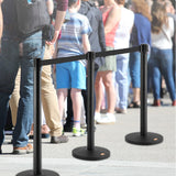 Building Toys: VEVOR Crowd Control Stanchions, 2-Pack Crowd Control Barriers, Carbon Steel Baking Painted Stanchion Queue Post with 11FT Black Retractable Belt, Belt Barriers Line Divider for Exhibition, Airport