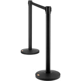 Building Toys: VEVOR Crowd Control Stanchions, 2-Pack Crowd Control Barriers, Carbon Steel Baking Painted Stanchion Queue Post with 11FT Black Retractable Belt, Belt Barriers Line Divider for Exhibition, Airport